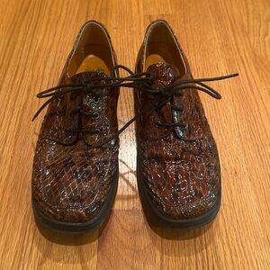Helle Comfort By Romus Shoes Womens Size 39 (8) Laces Croc Print Brown; Leather